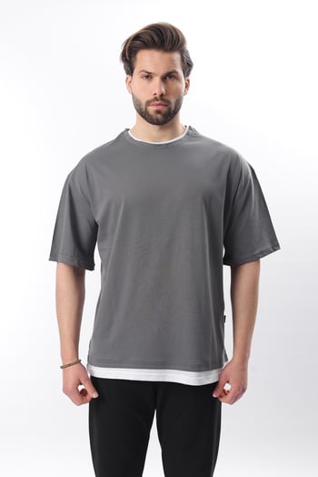 Madmext Oversize Füme Erkek Tişört 4978