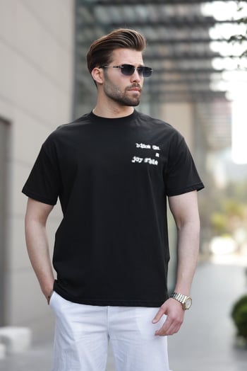 Siyah Baskılı Basic Erkek Tişört E7150