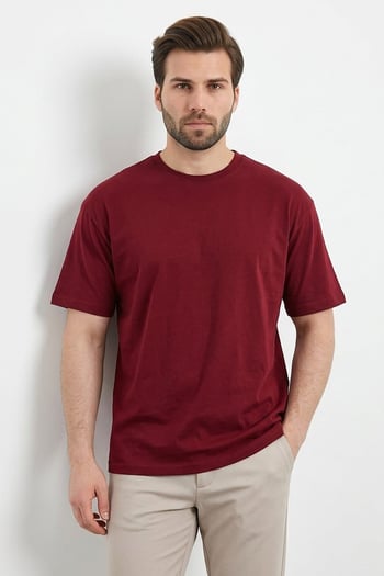 Bordo Regular Fit Basic Erkek Tişört 6131