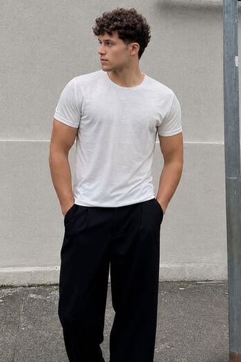 Madmext Men Plain White T-shirt 4055