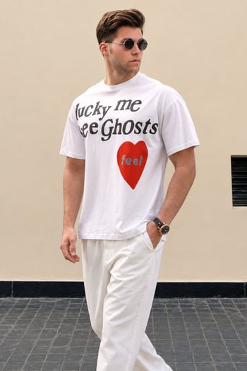 Madmext Men Printed White T-shirt 5263