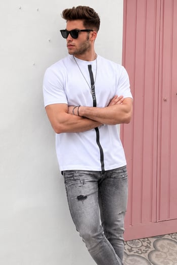 Madmext Baskılı Beyaz T-Shirt 5378