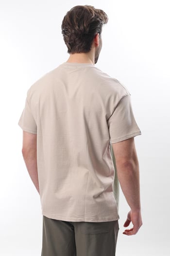 Bej  OverFit Garnili Erkek T-shirt E7104