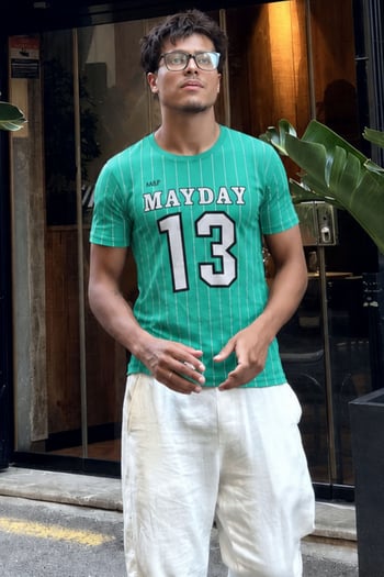 Madmext Men Printed Green T-shirt 3008