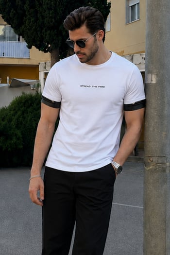 Madmext Beyaz Erkek Tişört 4451