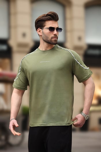 Haki Bisiklet Yaka Basic Tişört E7132