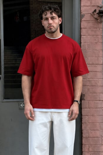 Madmext Maroon Oversize T-shirt for Men 4978