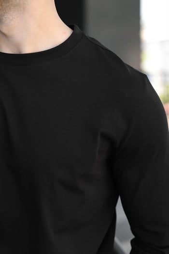 Siyah %100 Pamuklu Slim Fit Erkek Tişört E7187
