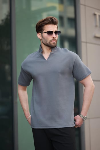 Füme Polo Yaka Erkek Basic T-shirt E7145