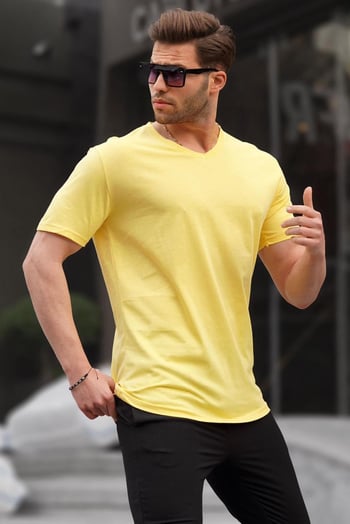 Madmext Men Yellow T-shirt 5281
