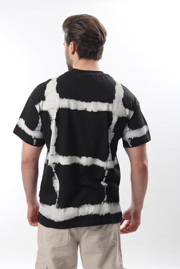 Siyah Bisiklet Yaka Baskılı Basic Erkek T-shirt E7109