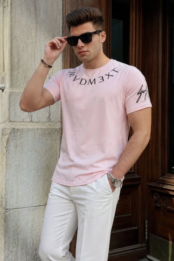 Madmext Soft Pink T-shirt for Men 4512
