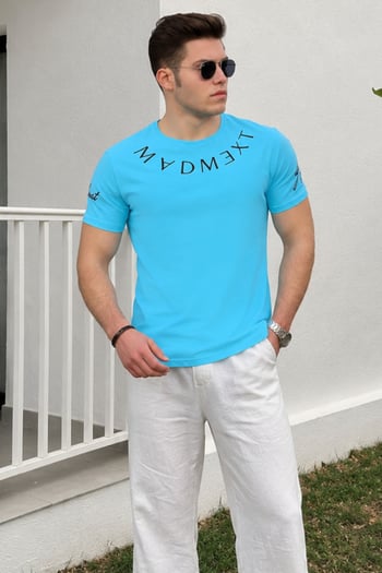 Madmext Blue T-shirt for Men 4512