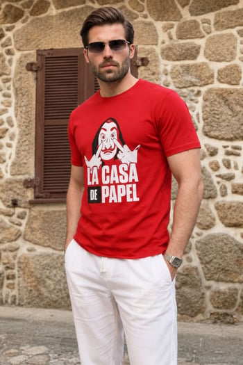 Madmext Maroon Printed T-shirt for Men 4017