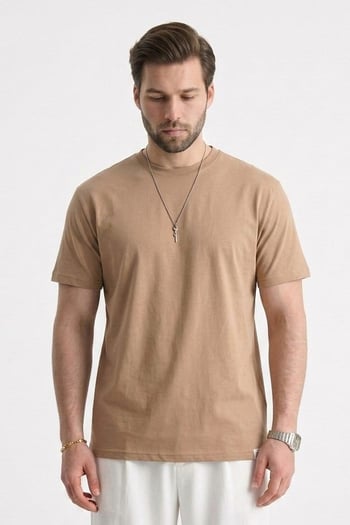 Kapuçino Regular Fit Basic Erkek Tişört 6131