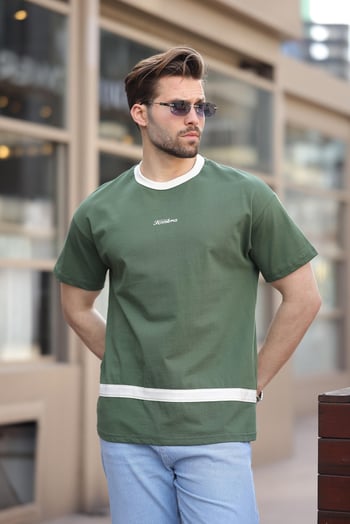 Haki Baskılı %100 Pamuklu  Erkek T-shirt E7135