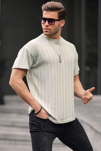 Mint Yeşili  Oversize Bisiklet Yaka Erkek Tişört 6179