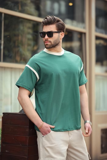 Madmext Koyu Yeşil Bisiklet Yaka Regular Fit Erkek T-shirt E7126