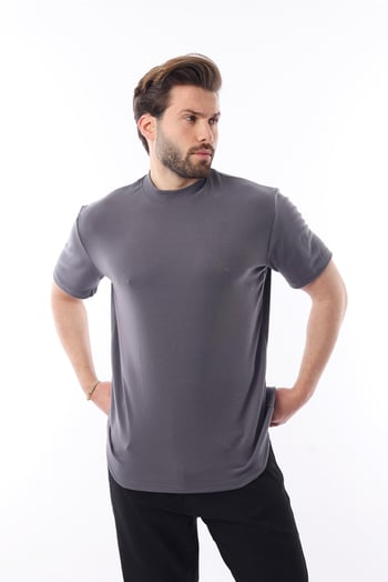 Füme Bisiklet Yaka Basic Erkek T-shirt E7113