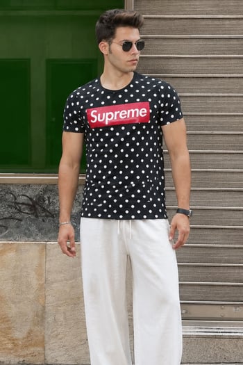 Madmext Black Patterned T-shirt 2640