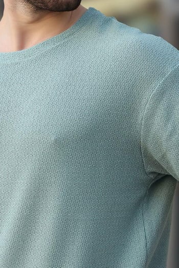 Madmext Mint Yeşili Bisiklet Yaka Oversize Erkek T-shirt E7134