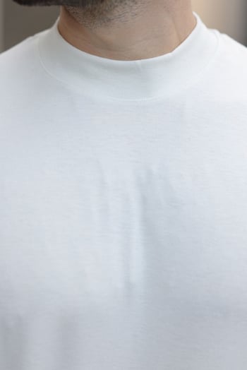 Ekru Bisiklet Yaka Basic Erkek T-shirt E7113