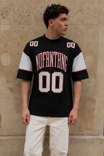 Siyah Baskılı Pamuklu Oversize Erkek T-shirt 7035