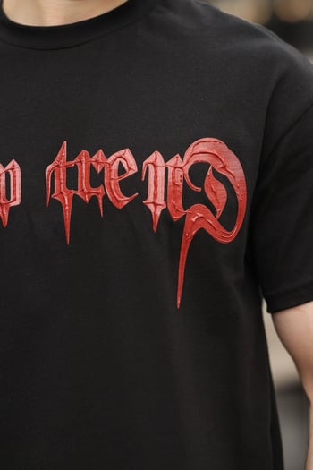 Siyah Baskılı %100 Pamuk Erkek T-shirt E7141