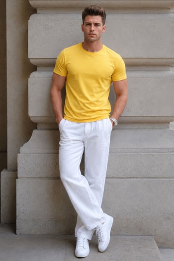 Madmext Men Basic Yellow T-shirt 3006