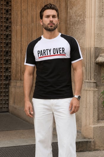 Madmext Black Two-Tone T-shirt for Men 4027