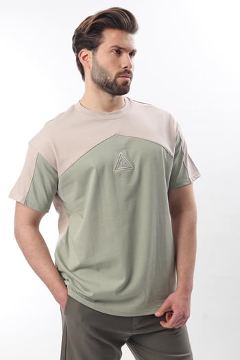 Bej  OverFit Garnili Erkek T-shirt E7104