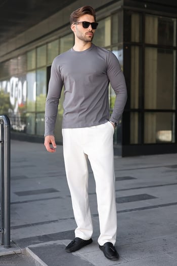 Füme %100 Pamuklu Slim Fit Erkek Tişört E7187