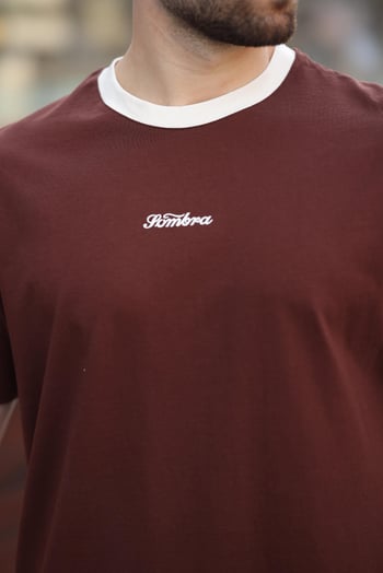 Acı Kahverengi Baskılı %100 Pamuklu  Erkek T-shirt E7135