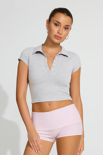 Grimelanj Polo Yaka Basic Kadın Tişört Mg2455