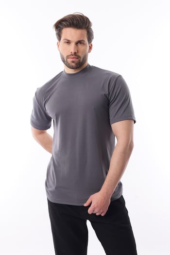 Füme Bisiklet Yaka Basic Erkek T-shirt E7113