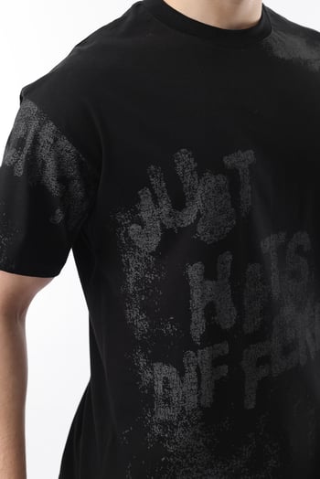 Siyah Baskılı Erkek T-shirt E7115
