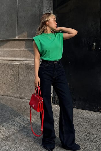 Mad Girls Mint Green Sleeveless T-Shirt MG900