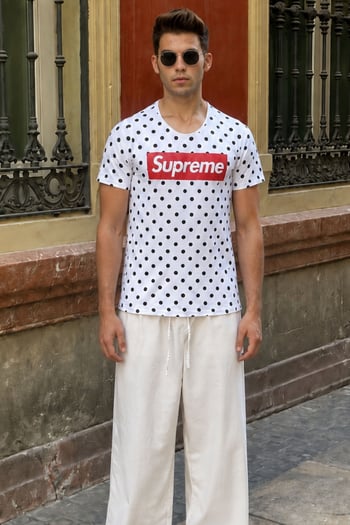 Madmext White Patterned T-shirt 2640