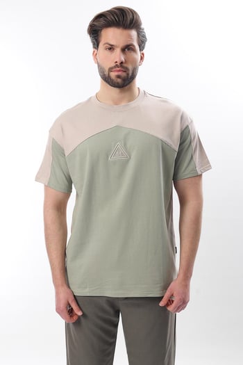 Bej  OverFit Garnili Erkek T-shirt E7104