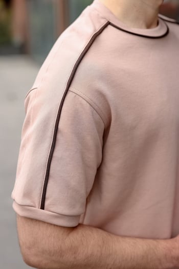 Camel Şerit Detaylı Modern Kesim Erkek Tişört E7182