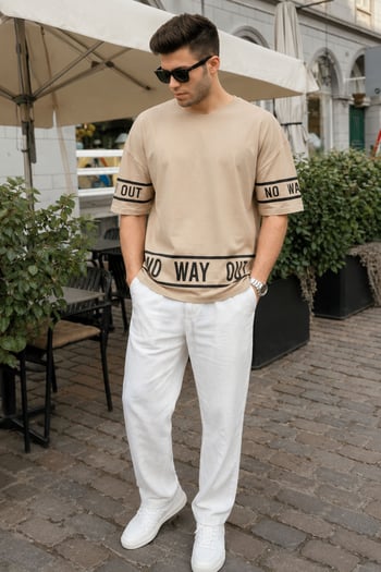 Madmext White Printed T-shirt for Men 4483
