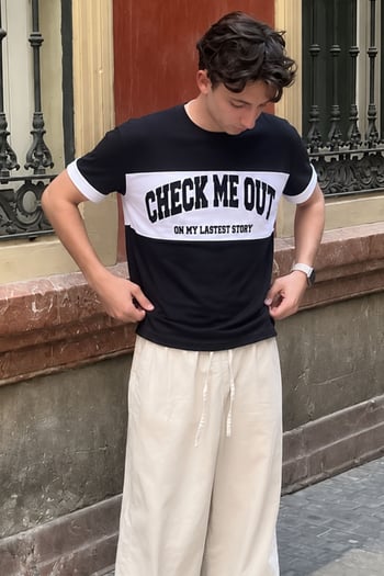 Madmext Black Printed T-shirt for Men 3013