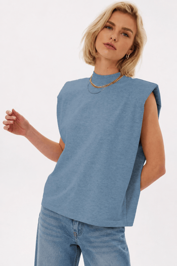 Mad Girls Blue Sleeveless T-Shirt MG900