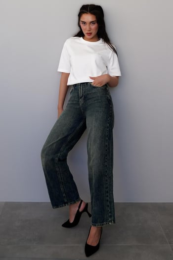 Beyaz %100 Pamuk Vatkalı Oversize Kadın T-shirt Mg2442