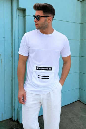 Madmext Men Printed White T-Shirt 5359