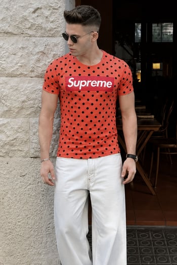 Madmext Orange Patterned T-shirt 2640