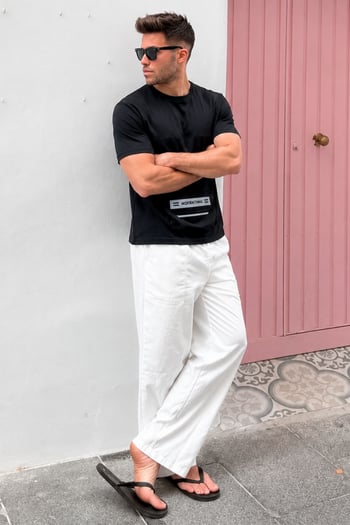 Madmext Baskılı Siyah T-Shirt 5359