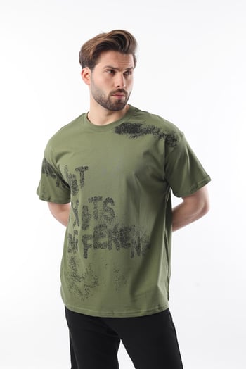 Haki Baskılı Erkek T-shirt E7115