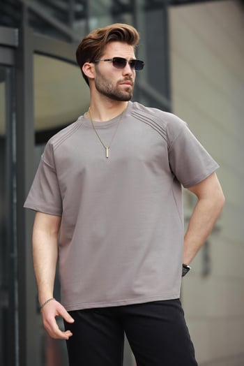 Kahverengi Bisiklet Yaka Basic Erkek T-shirt E7138