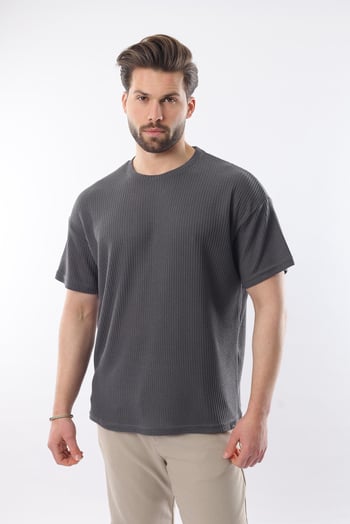 Füme Bisiklet Yaka Erkek T-shirt E7127
